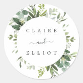 Eucalyptus Green Foliage Weddenschap Ronde Sticker (Voorkant)