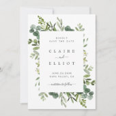 Eucalyptus Green Foliage Weddenschap Save The Date (Voorkant)