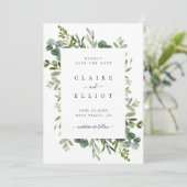 Eucalyptus Green Foliage Weddenschap Save The Date (Staand voorkant)
