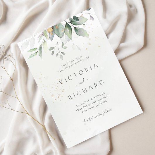 Eucalyptus Green Foliage Weddenschap Save The Date