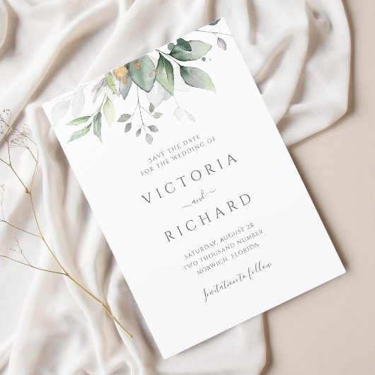 Eucalyptus Green Foliage Weddenschap Save The Date