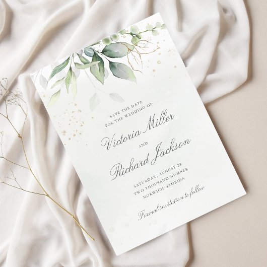 Eucalyptus Green Foliage Weddenschap Save The Date