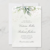 Eucalyptus Green Foliage Weddenschap Save The Date (Voorkant)