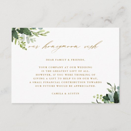 Eucalyptus Green Foliage Wedding Honeymoon Informatiekaartje (Voorkant)