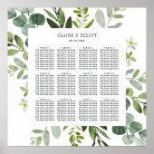 Eucalyptus Green Foliage Wedding Seding Chart Poster (Voorkant)