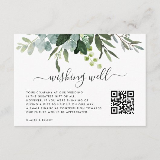 Eucalyptus Green Foliage Wishing Good with QR Code Informatiekaartje (Voorkant)