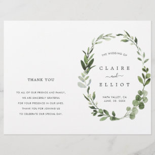 Eucalyptus Green Foliage Wreatding Wedding Program