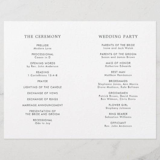 Eucalyptus Green Foliage Wreatding Wedding Program (Achterkant)