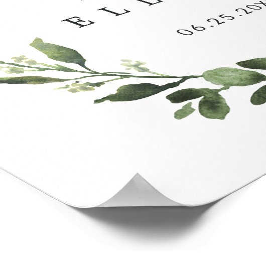 Eucalyptus Green Foliage Wreath Weddenschap Welkom Poster (Hoek)