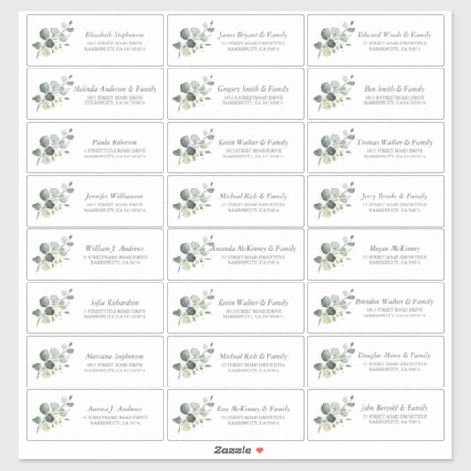 Eucalyptus Green Gastnamen Kleinere labels (Vel)