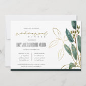 EUCALYPTUS GREEN GOLD FAUNA REHEARSAL DINER INVITE BEDANKKAART (Voorkant)