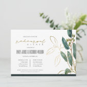EUCALYPTUS GREEN GOLD FAUNA REHEARSAL DINER INVITE BEDANKKAART (Staand voorkant)
