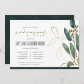 EUCALYPTUS GREEN GOLD FAUNA REHEARSAL DINER INVITE BEDANKKAART (Voorkant / Achterkant)
