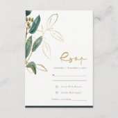 Eucalyptus Green Gold Foil Foliage Weddenschap RSV Informatiekaartje (Voorkant)