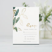 Eucalyptus Green Gold Foil Foliage Weddenschap RSV Informatiekaartje (Staand voorkant)