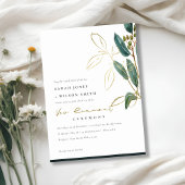 EUCALYPTUS GREEN GOLD FOLIAGE VOW RENEWAL INVITE BEDANKKAART
