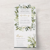 EUCALYPTUS GREEN GOLD FOLIAGE WATERVERF WEDDING ALL IN ONE UITNODIGING (Binnen)