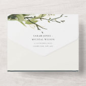 EUCALYPTUS GREEN GOLD FOLIAGE WATERVERF WEDDING ALL IN ONE UITNODIGING (Achterkant)