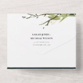EUCALYPTUS GREEN GOLD FOLIAGE WATERVERF WEDDING ALL IN ONE UITNODIGING (Achterkant)