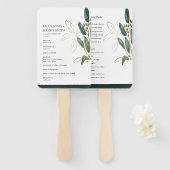 EUCALYPTUS GREEN GOLD FOLIAGE WEDDING PROGRAMMA HANDWAAIER (Voorkant en achterkant)