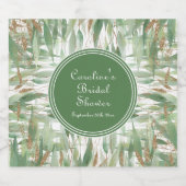 Eucalyptus Green Gold Glitter Bladeren Vrijgezelle Sparkling Wijnetiket (Enkel label)