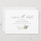 Eucalyptus green Gold minimale bruiloft Save The Date (Voorkant)