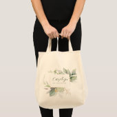 Eucalyptus Green Gold Monogrammed Bridesmaid Tote Bag (Voorkant (product))