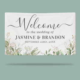 Eucalyptus Green Gold Weduwen Welkom Spandoek