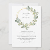 Eucalyptus Green & Gold Wreatall in One Wedding Kaart (Voorkant)