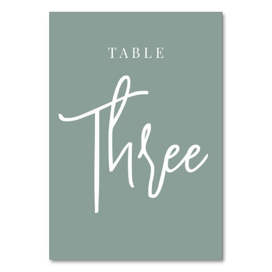 Eucalyptus Green Hand Scripted Table DRIE Kaart (Achterkant)