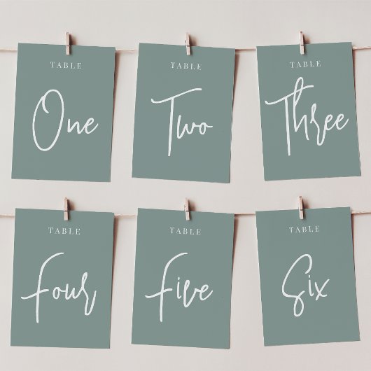 Eucalyptus Green Hand Scripted Table DRIE Kaart