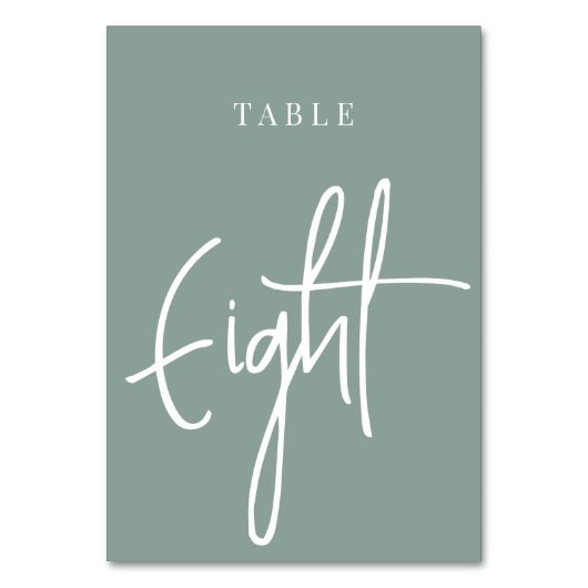 Eucalyptus Green Hand Scripted Table EIGHT Kaart (Voorkant)