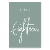 Eucalyptus Green Hand Scripted Table EIGHTEEN Kaart (Voorkant)