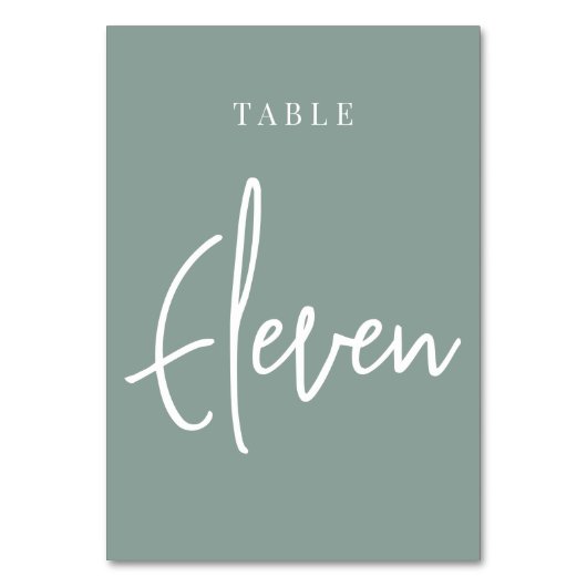 Eucalyptus Green Hand Scripted Table ELEVEN Kaart (Voorkant)
