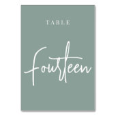 Eucalyptus Green Hand Scripted Table FOURTEEN Kaart (Voorkant)
