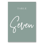 Eucalyptus Green Hand Scripted Table SEVEN Kaart (Achterkant)