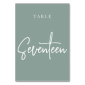 Eucalyptus Green Hand Scripted Table SEVENTEEN Kaart (Voorkant)