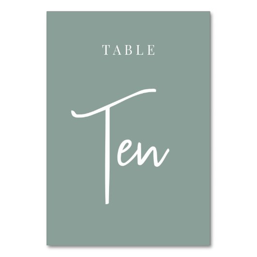 Eucalyptus Green Hand Scripted Table TEN Kaart (Voorkant)