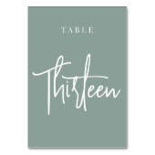 Eucalyptus Green Hand Scripted Table THIRTEEN Kaart (Achterkant)