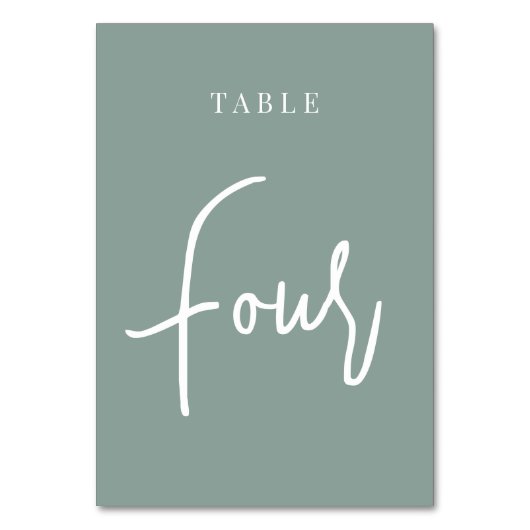 Eucalyptus Green Hand Scripted Table VIER Kaart (Voorkant)