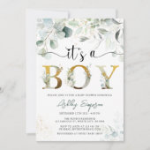 Eucalyptus Green Het is een Baby shower uitnodigin Kaart (Voorkant)