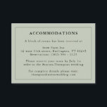 Eucalyptus Green Hotel Accommodatie Information Informatiekaartje<br><div class="desc">Neem deze kleine kaarten op om uw gasten te informeren over Hotel Accommodations. Eucalyptus / Olive Green-kaarten zijn uitgerust met elegante serif-typografie die alle benodigde informatie verschaft. Ontworpen om te coördineren met ons minimale Greenery Wedding Collectie. Pas uw gegevens aan met behulp van de opgegeven velden voor sjabloon.</div>
