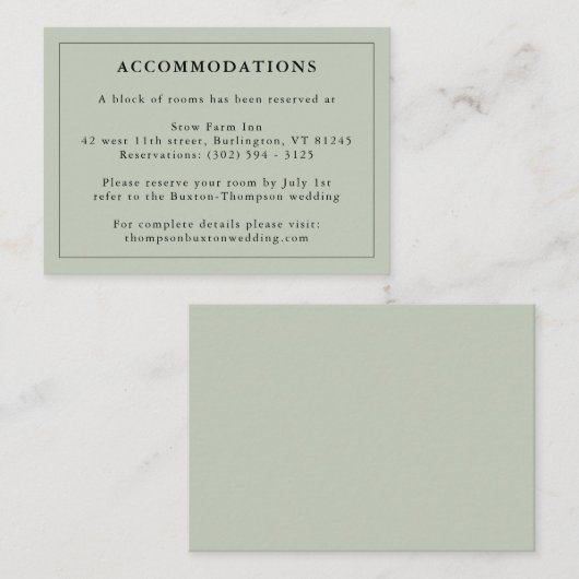 Eucalyptus Green Hotel Accommodatie Information Informatiekaartje (Voorkant / Achterkant)