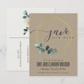 EUCALYPTUS GREEN KRAFT FAUNA WREATH BEWAREN DE DAT AANKONDIGINGSKAART (Voorkant / Achterkant)