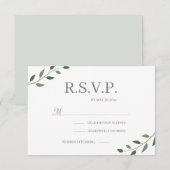 Eucalyptus Green laat elegante bruiloft RSVP achte Kaart (Voorkant / Achterkant)