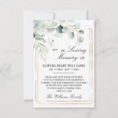 Eucalyptus Green laat sympathie voor het geheugen  Bedankkaart (Voorkant)