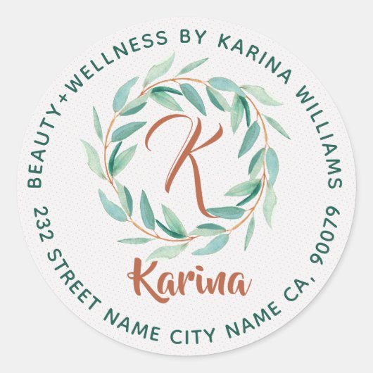 Eucalyptus Green Leafs Wreats Beauty & Wellness Ronde Sticker (Voorkant)