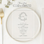 Eucalyptus Green Leafy Crest Monogram Weddenschap Acryl Uitnodigingen