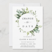 Eucalyptus Green Leaves Change the Date Wedding Kaart (Voorkant)