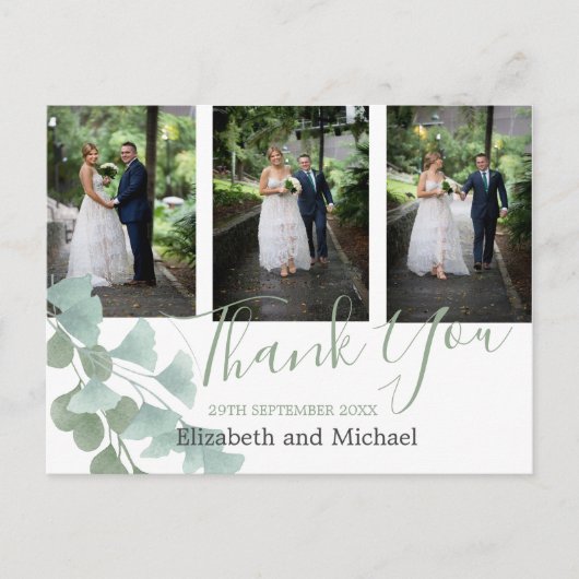 Eucalyptus Green Leaves Elegant Weddenschap Bedank Briefkaart (Voorkant)